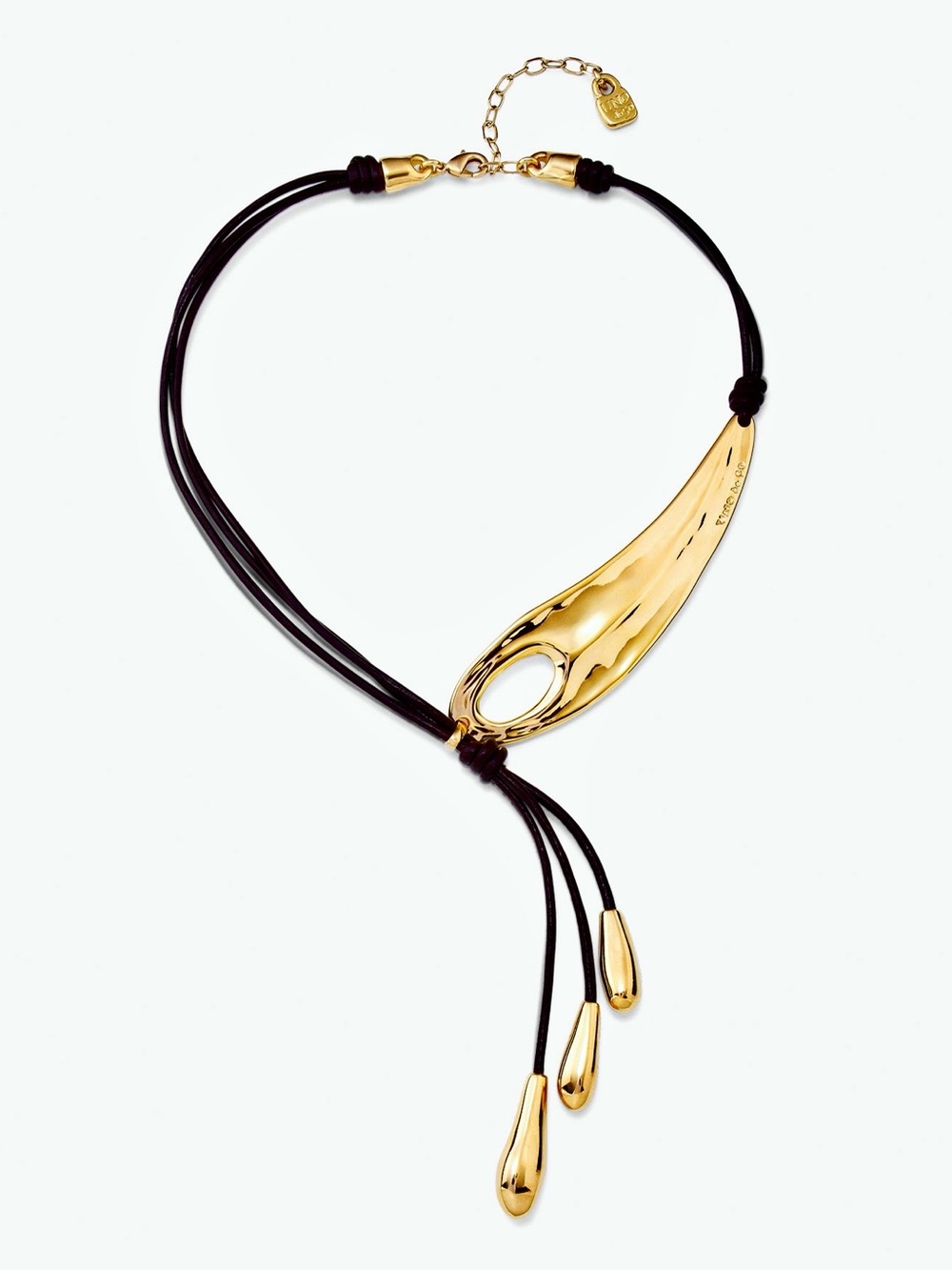 UNO de 50 Fringed Leather Whip Gold Necklace
